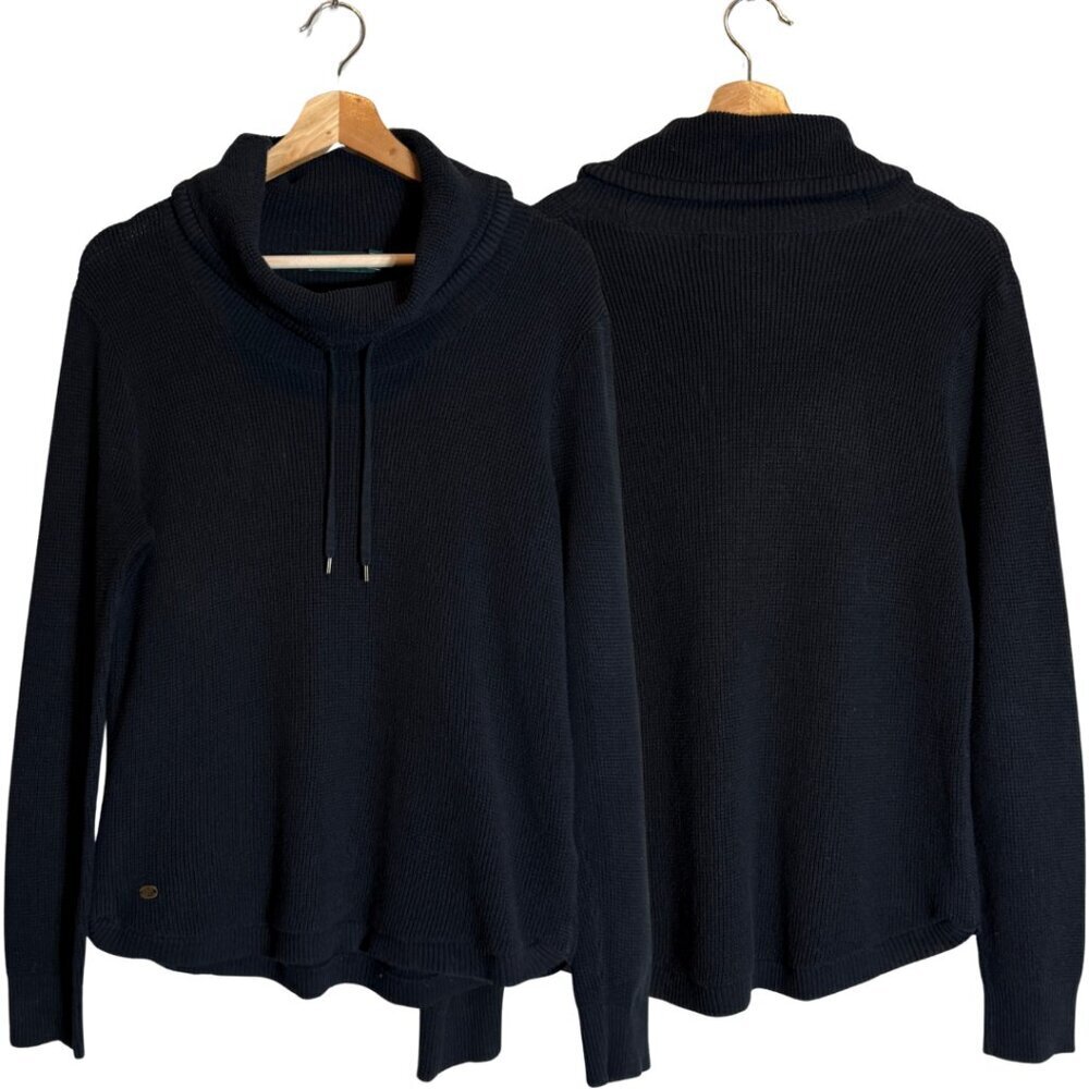 Lauren Ralph Lauren Waffle Knit Cowl Neck Sweater Pullover Women's Large Black
